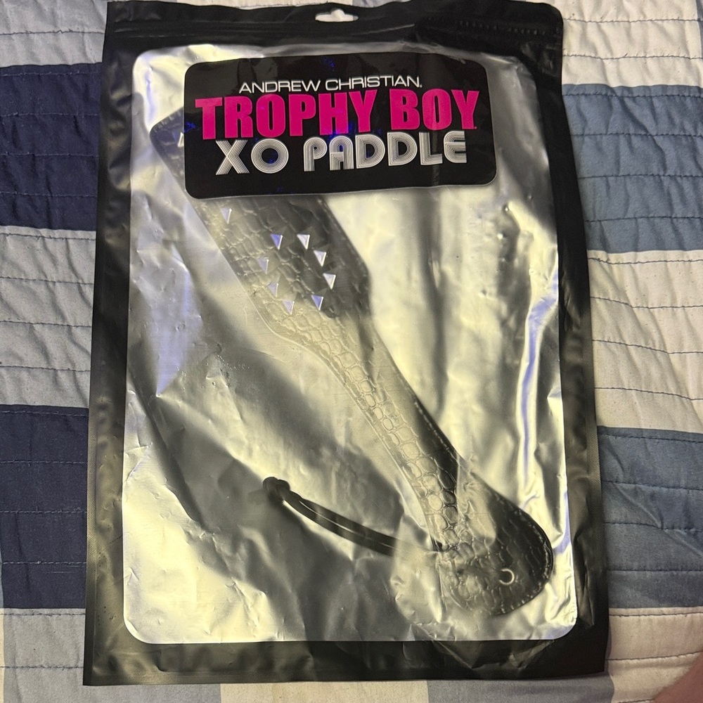 Andrew Christian Trophy Boy XO Paddle in Black and Silver